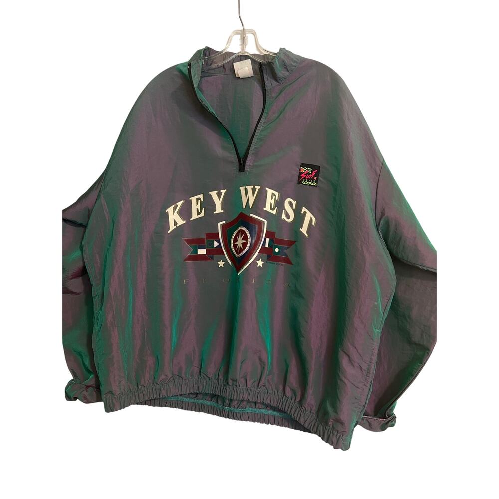 Vintage 80s Surf Style Key West Pullover Windbreaker Jacket One Size